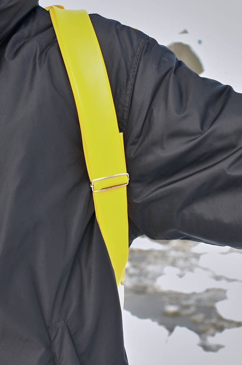 Yellow backpack/ Handmade Bag/ minimalist style/ Unisex backpack/ Faux leather bag/ Extraordinary bag image 7