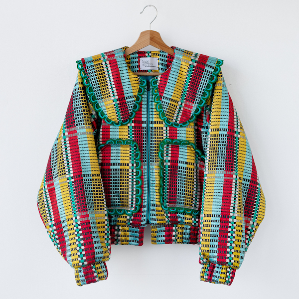 Grandmother’s Handicrafts, Handmade fabric, Collectible item, Art piece, Recycling Jacket, Woven Fabric, Vintage fabric, New jacket design