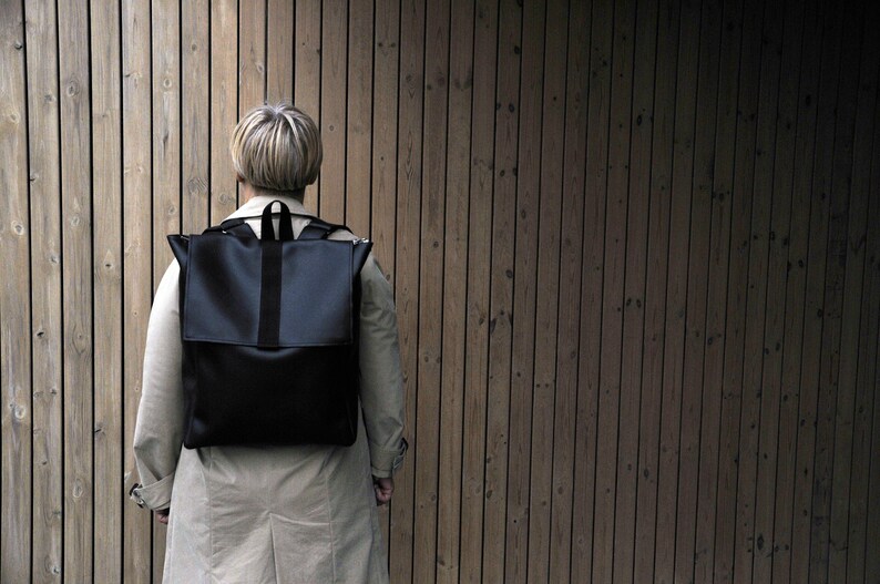 Faux leather backpack Handmade Inga Skripka design image 7