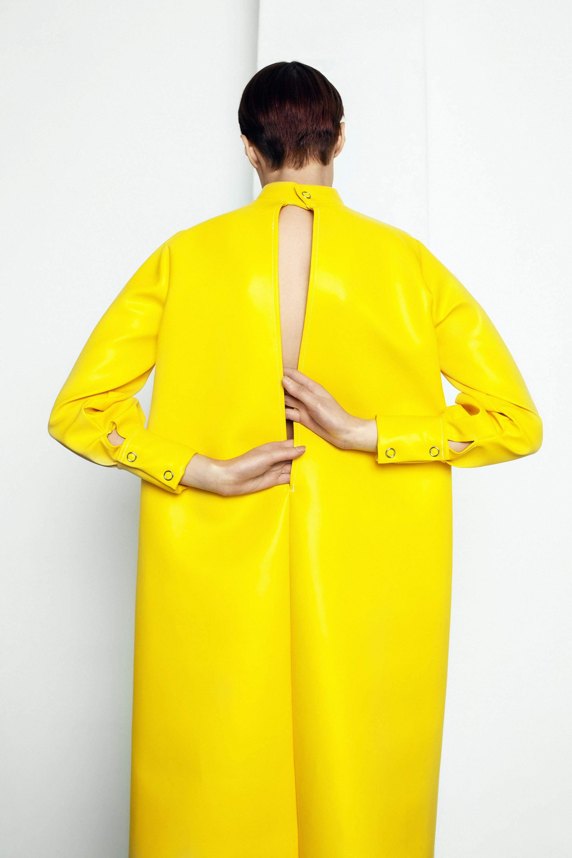 Handmade Yellow Faux Leather Midi Dress: Street Style Designer Dress - Etsy  Canada