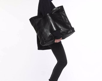 Black  backpack - purse- black faux leather bag- black purse- with handles - as clutch - as backpack - 2in1