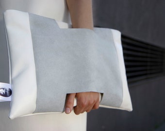 White Clutch, Womans clutch bag, small white clutch bag, mini leather clutch handbag, classic white clutch- friendly leather