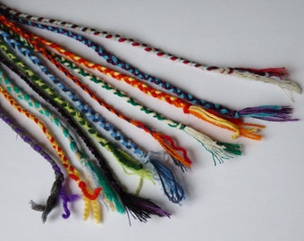 Made to order set of 10 little colourful braided cords can be used to tie something a christmas yule gift or in magick like gifts