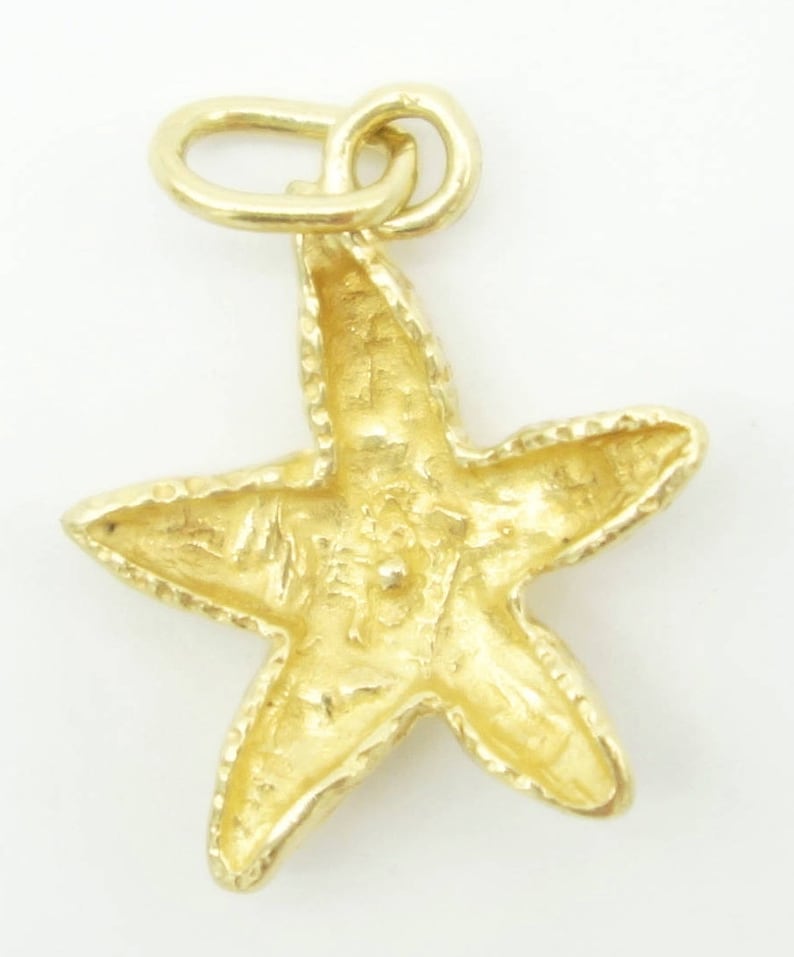Star Fish Charm For Charm Bracelet Diamond Cut Beach 14k Solid Gold