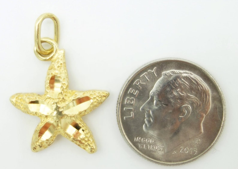Star Fish Charm For Charm Bracelet Diamond Cut Beach 14k Solid Gold