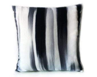 Black White & Grey Monochrome Abstract Stripe Print Cushion Throw Pillow Cover 16x16 or 18x18 inches