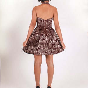 Beautiful Silk Purple Plum Halterneck Flared Skirt Dress image 3