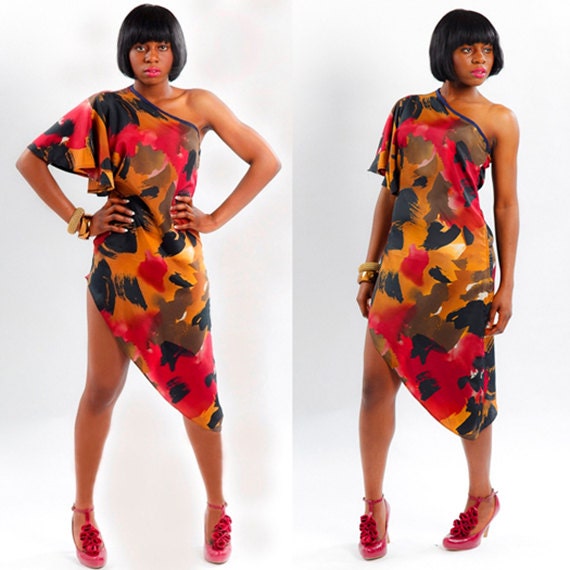 orange african dress