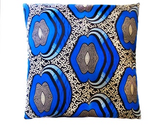 Blue Apple African Print Cushion Throw Pillow Cover 16x16 or 18x18 inches