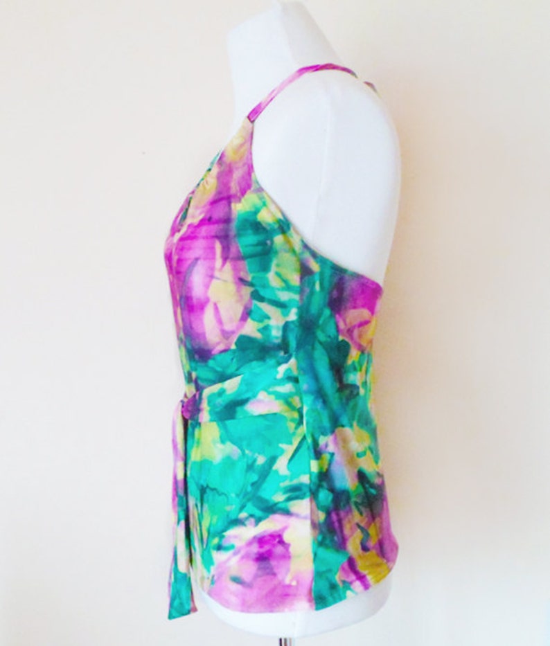 Abstract Watercolour Print Stretch Jersey Halterneck Vest Top - Etsy