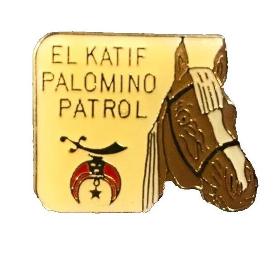 EL Katif Palomino Patrol Horse Shriner's Masonic Hat Lapel Jacket Vest Bag Pin