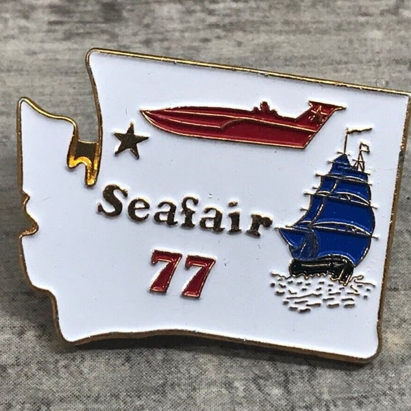 Vintage Seattle Seafair 77 Boat Lapel Hat Jacket Vest Backpack Bag Souvenir Pin