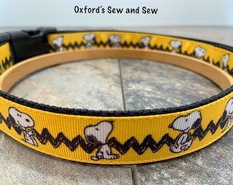 Snoopy Stroll Dog Collar All Sizes with Optional Matching Leash