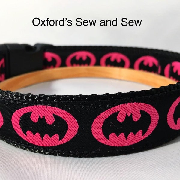 Batgirl Comic Strip Jacquard Dog Collar & Optional Matching Leash ALL SIZES