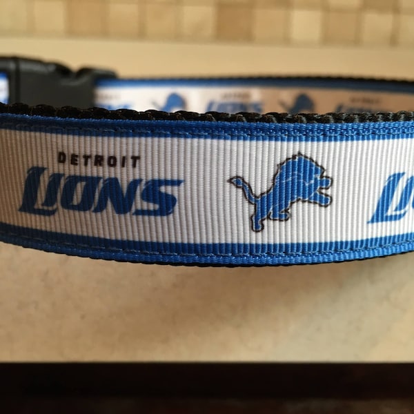 Detroit Lions Football Sports Team 1" Large and Medium Dog Collar with Optional Matching Leash