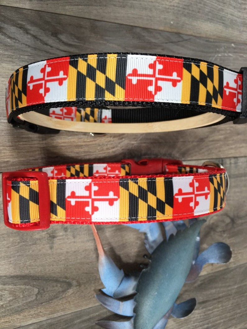 Maryland Flag Dog Collar & Optional Matching Leash ALL SIZES Etsy