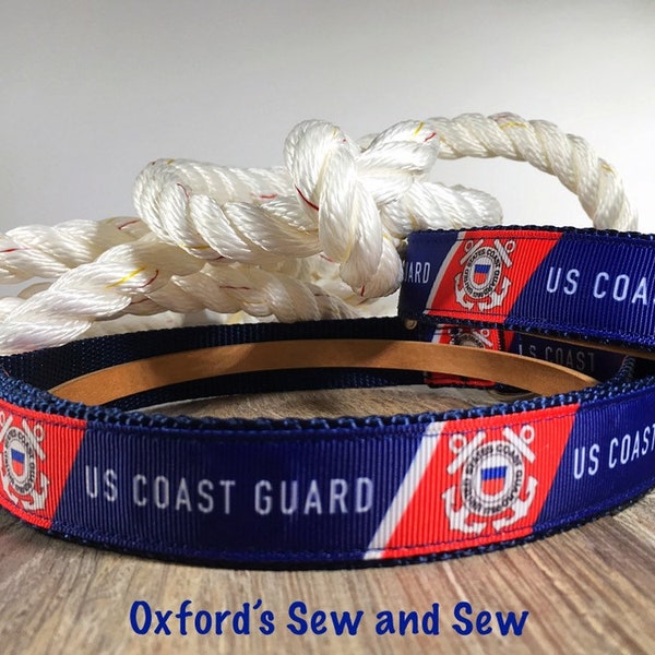 US Coast Guard Dog Collar with Optional Matching Leash ALL SIZES