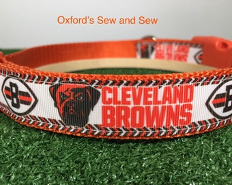 Cleveland Browns Football Sports Dog Collar 1" M, L, XL and optional matching leash (ALL SIZES)