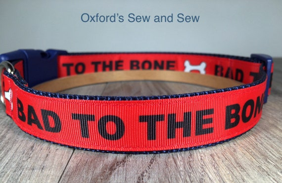 Bad to the Bone 1 Wide Red and Navy Large and Medium Dog Collar and Optional Matching Leash Etsy