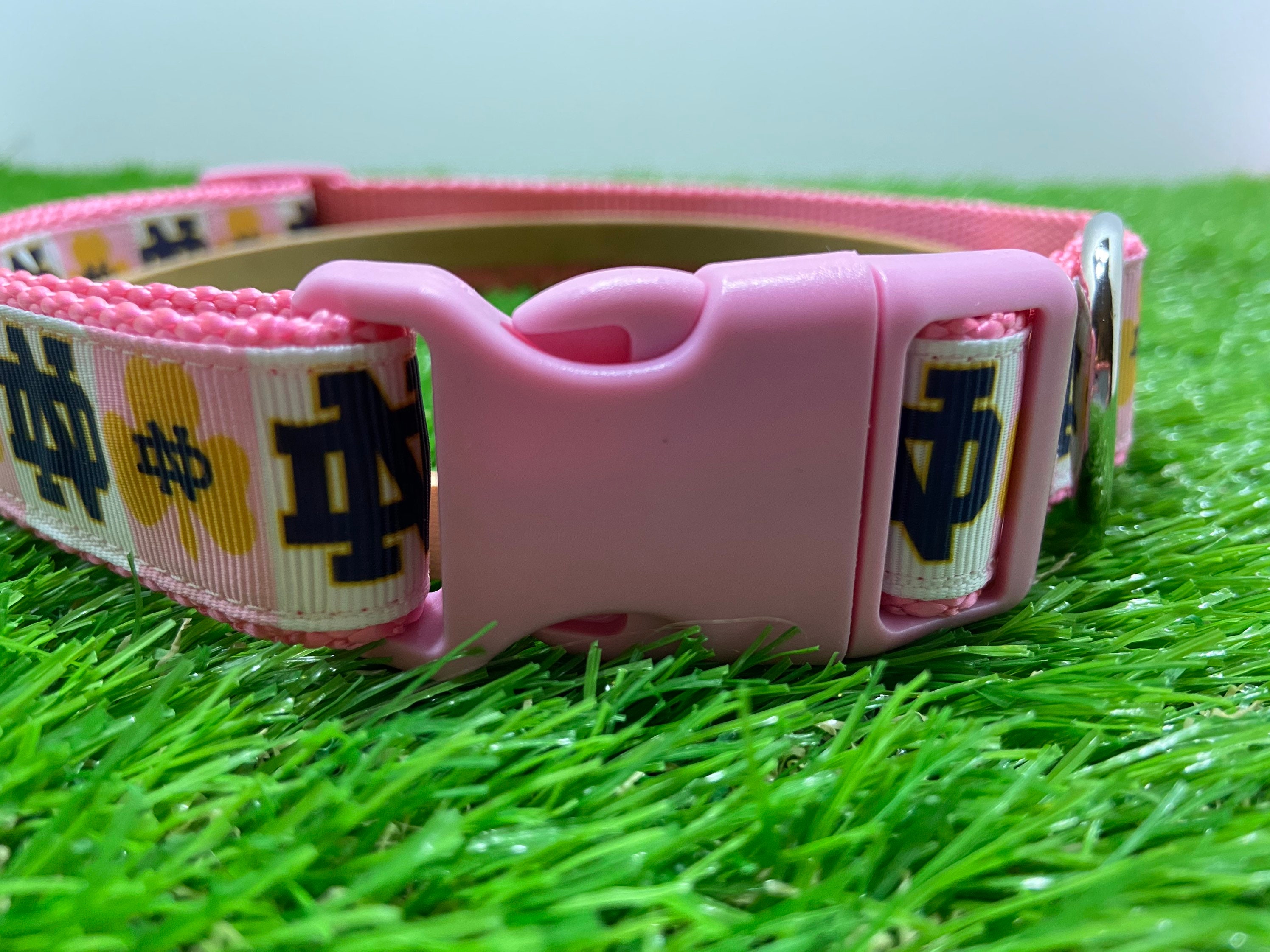 Notre Dame Pink Female Dog Football 1 M L XL Dog Collar and