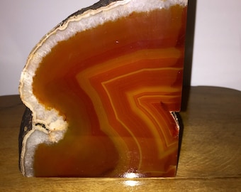 Beautiful Brazil Agate Geod cut stone/ bookend/ paper weight