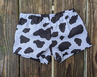 Cow Print Shorts -  First Birthday Outfit - Cotton Shorts - Farm Theme Outfit - Toddler Clothes - Animal Print