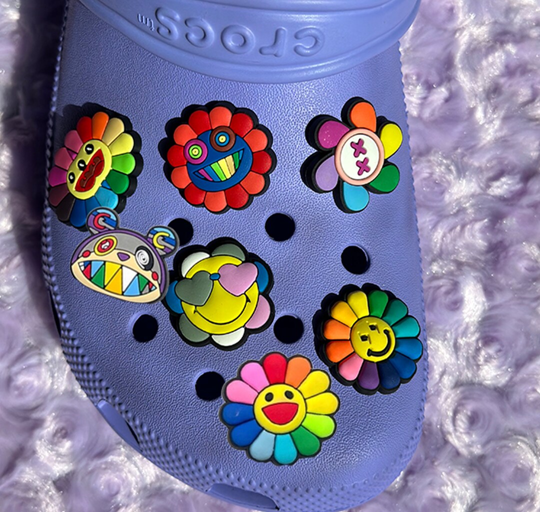 Croc Charms, Shoe Charms, Flower Croc Charms, Rainbow Jibbitz, Takashi