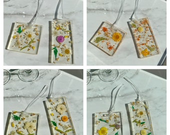 2 Luggage Tags - Dried Flower Resin Luggage Tags - Set of 2