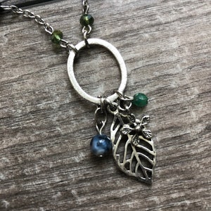 Blue and green asymmetrical necklace
