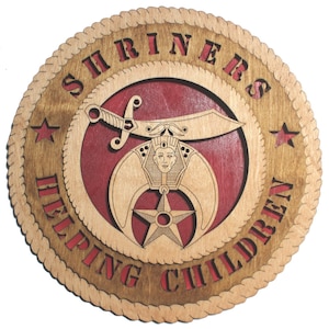 5.7 inch Shriner Masonic Baltic Birch Wall Plaque with Red Background