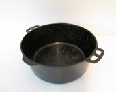 Vintage Wagner Ware Sidney O 1268 Black Cast Iron Metal Pot, No Lid, 10.25 quot Diameter, Plant Holder, Farmhouse Rustic, Dutch Oven Bean Pot