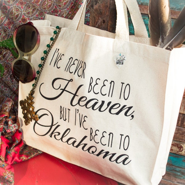 Small Canvas Tote Bag "I've Never Been to Heaven, But I've Been to Oklahoma" Music Lyric