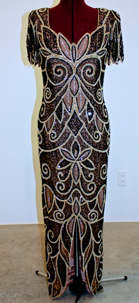 Opulent Downton Abbey Style Beaded Gown