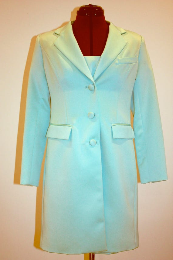 Two Piece Aqua Ensemble a la "Jackie O" Price Red… - image 1