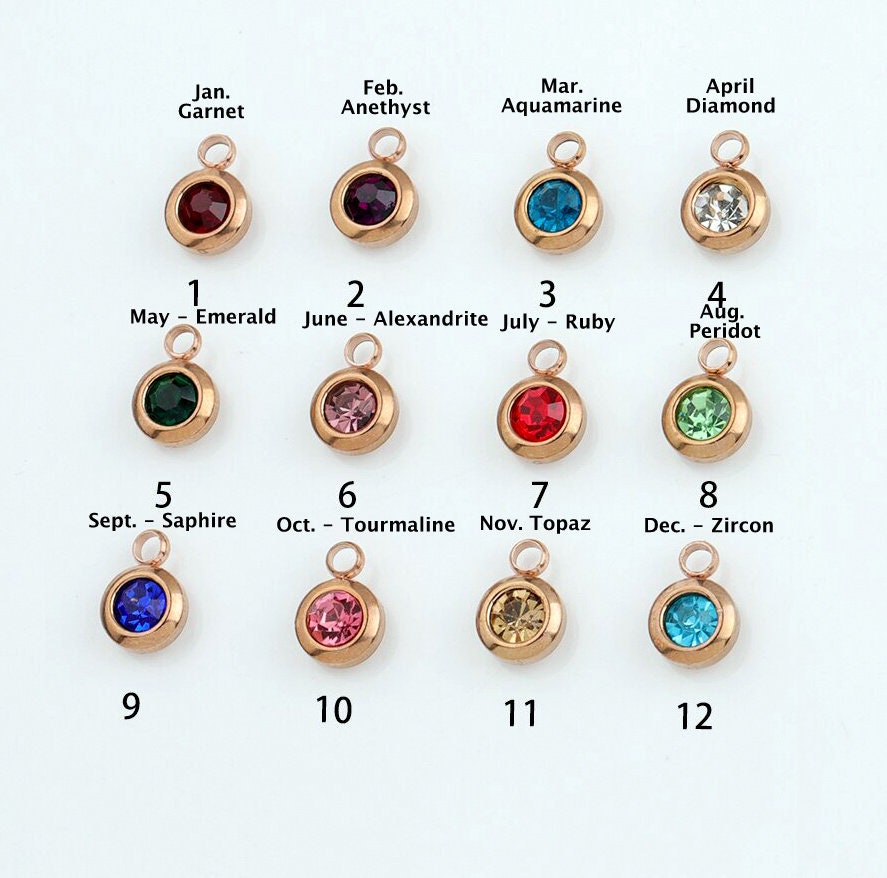 Swarovski Mini Birthstone Charm Bracelet Charm Personalized Jewelry 6 Mm Rose Gold Necklace Charm Charm Gift Etsy Canada