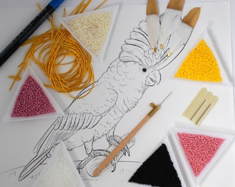 Tambour Embroidery Kit, Beginners Parrot Gold Work Kit, Basic Luneville Embroidery, Gift for Her, Easy Embroidery Kit, Crafter's Gift