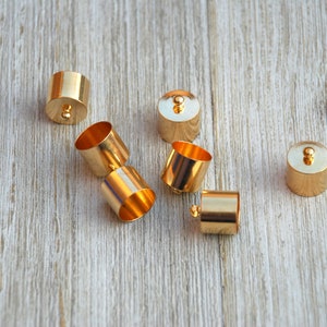 Gold Tone End Caps, 2 pcs 13 mm End Caps, Necklace End Caps, Bracelet Endings, Jewelry Finds Findings, DIY Craft Supply, DIY Jewelry Making