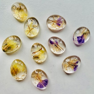 Cabochon en verre à dos plat en résine, véritable fleur, dôme en verre 3D, fleurs en verre, accessoires de fabrication de bijoux, fournitures créatives