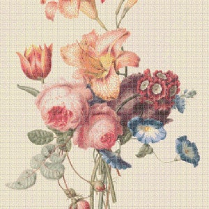 Mixed Flowers Bouquet Cross Stitch Pattern, Digital Embroidery Pattern, Cross Stitch Download, PDF Pattern, Cross Stitch Digital File