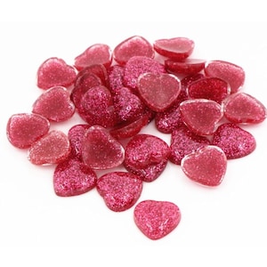 Cabochons coeur en résine scintillante, cabochons coeur rose, cabochons en résine à dos plat, résultats de bijoux en résine, cadeau pour elle