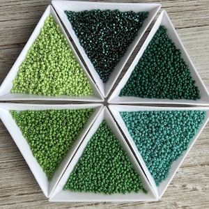 Seed Beads, Green Beads Set, Glass Shades of Green Beads, Czech Seed Beads, Preciosa Seed Beads, Beading Supplies, Craft Gift for Her