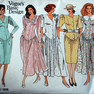 Vintage Schnittmuster, Vogue UNCUT Schnittmuster, 1898 Schnittmuster, Vintage Kleid Schnittmuster, 90er Jahre Schnittmuster