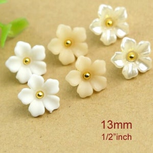 Bottoni in plastica a forma di fiore, bottoni a forma di fiore da 13 mm, bottoni da cucito, bottoni per indumenti, bottoni bianchi e neri, bottoni decorativi per abbigliamento