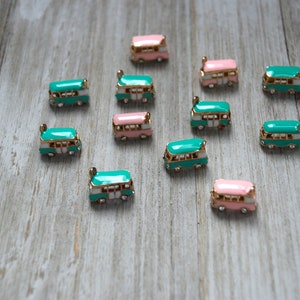 Pink Enamel Bus Charm, Enamel Bus Pendant, 18x10x10 mm Charm Pendant, 3D Jewelry Finds Findings, DIY Jewelry Craft Supplies