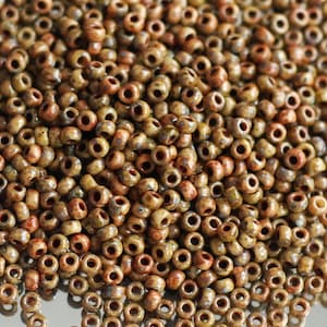 Picasso Seed Beads, 11/0 Round Picasso Beads, Miyuki Japanese Brown Tan Seed Beads, Size 11 Seed Beads, Rocaille Round Seed Beads, 11-94517