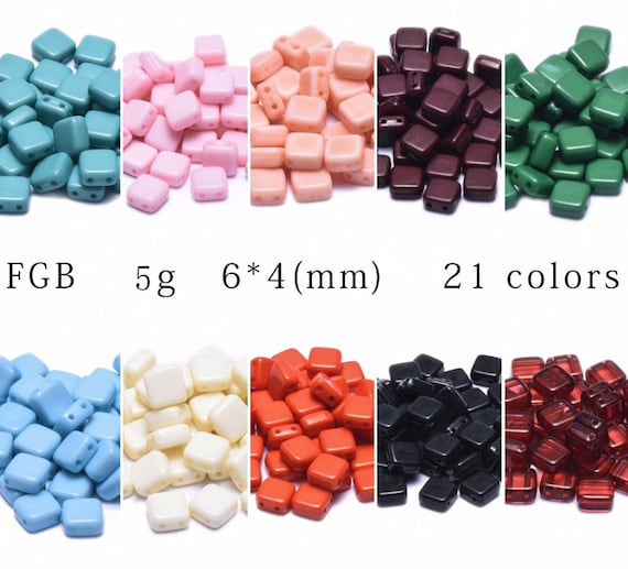 Enamel Tile Beads, 2-Hole Beads for Colorblock Bracelets