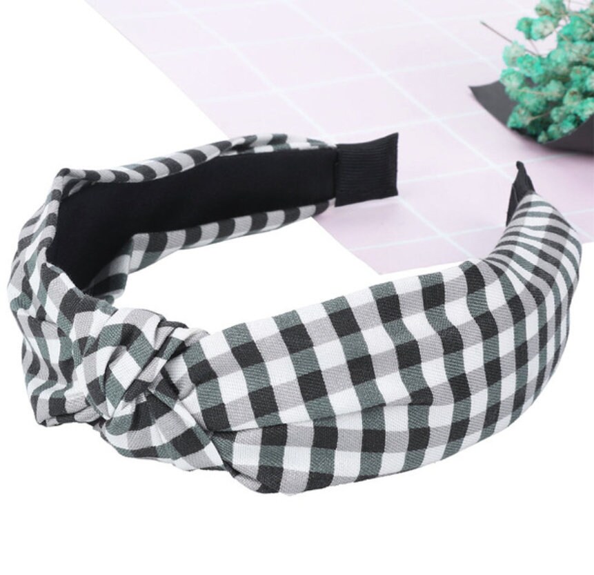 black plaid headband