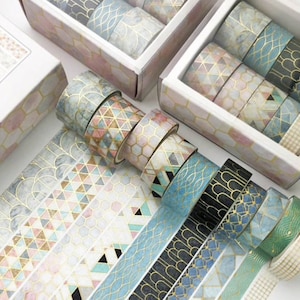 Nastro Washi geometrico, set da 10 rotoli di nastro Washi, nastro adesivo decorativo, nastro adesivo di mascheratura, carta per scrapbooking, articoli per l&#39;artigianato, regalo di carta