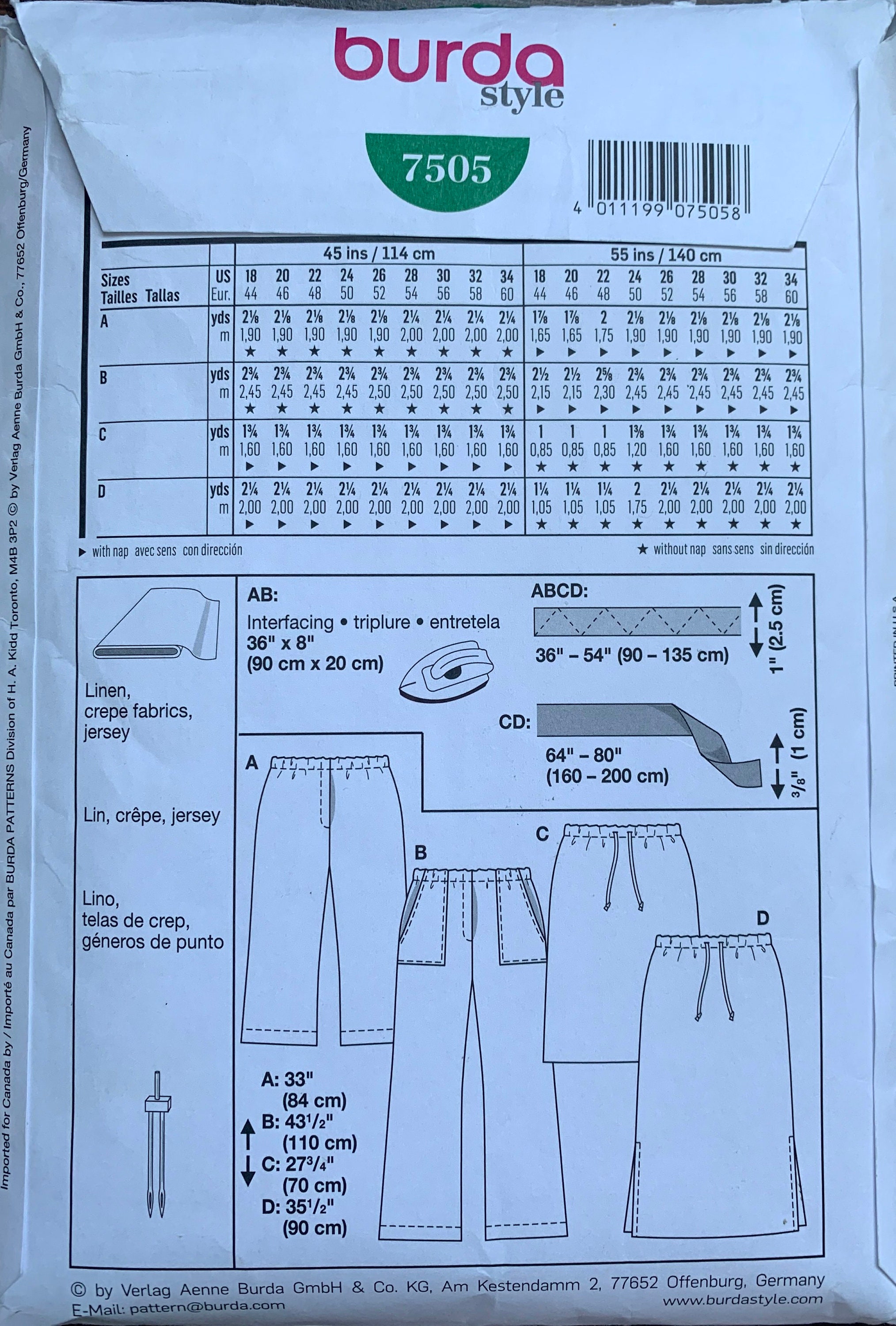 Vintage UNCUT Sewing Patterns Burda Sewing Pattern 7505 Etsy