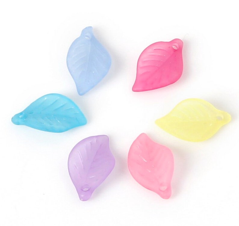 10 Multi Color Plastic Leaves Plastic Leaves Beads 10x17 Mm Etsy